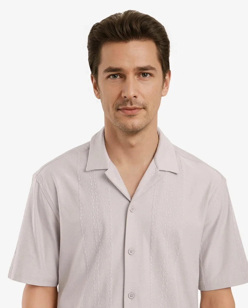 Rare Rabbit Men's Cuban Collar Boxy Fit Shirt