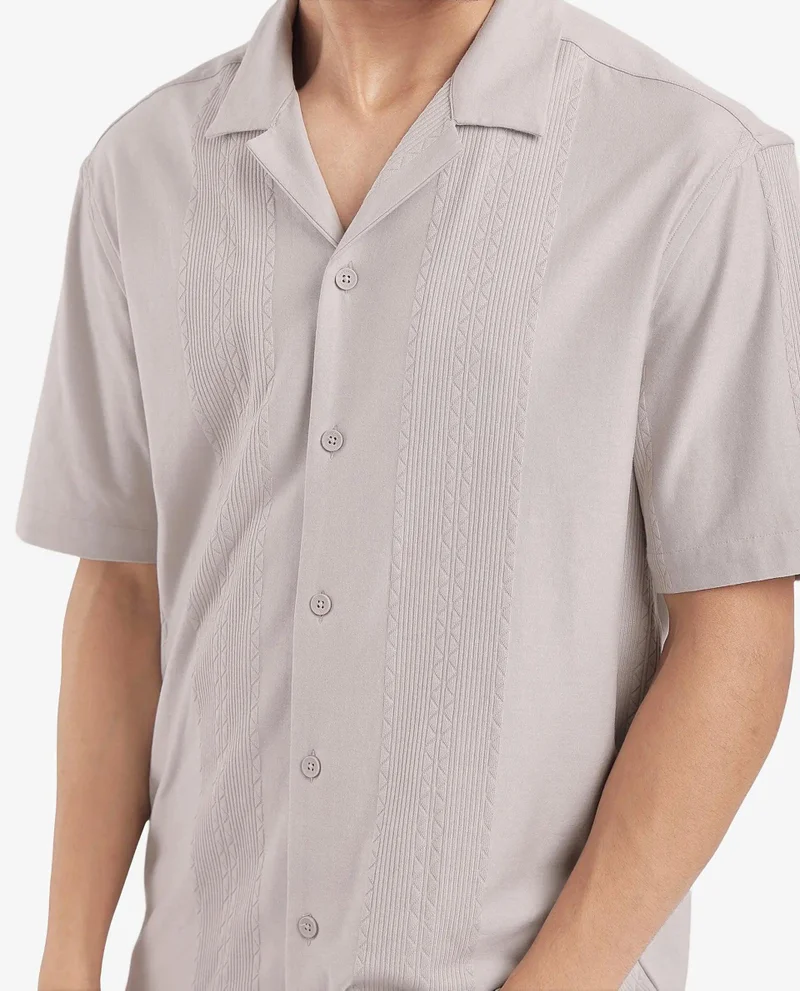 Rare Rabbit Men's Cuban Collar Boxy Fit Shirt