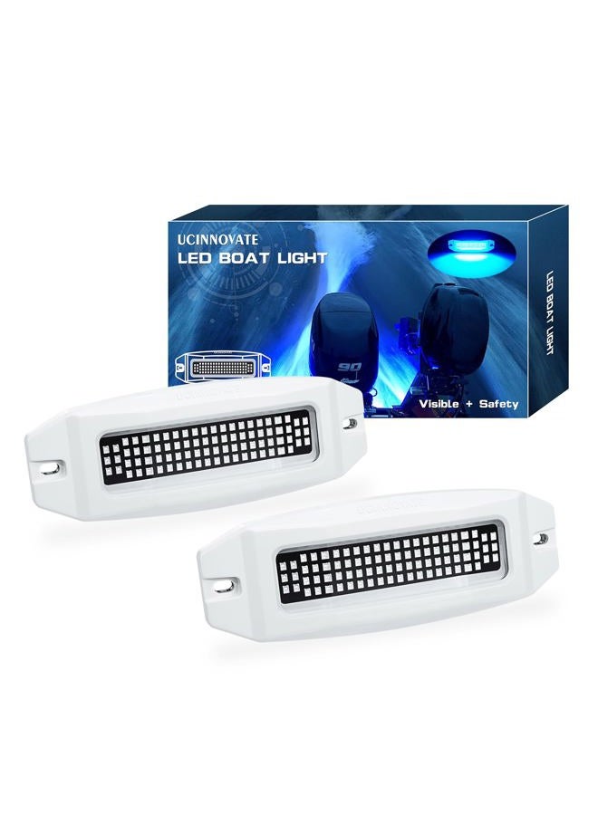UCINNOVATE 2X 6.9” Marine LED Boat Light, 3000LM 84LED Waterproof Transom Lights, Underwater Light for Yachts, Boats, Sailboat, Pontoon, Transom, Boat Deck Light Stern Lights (Blue, 12-36V, IP68) - Image 1
