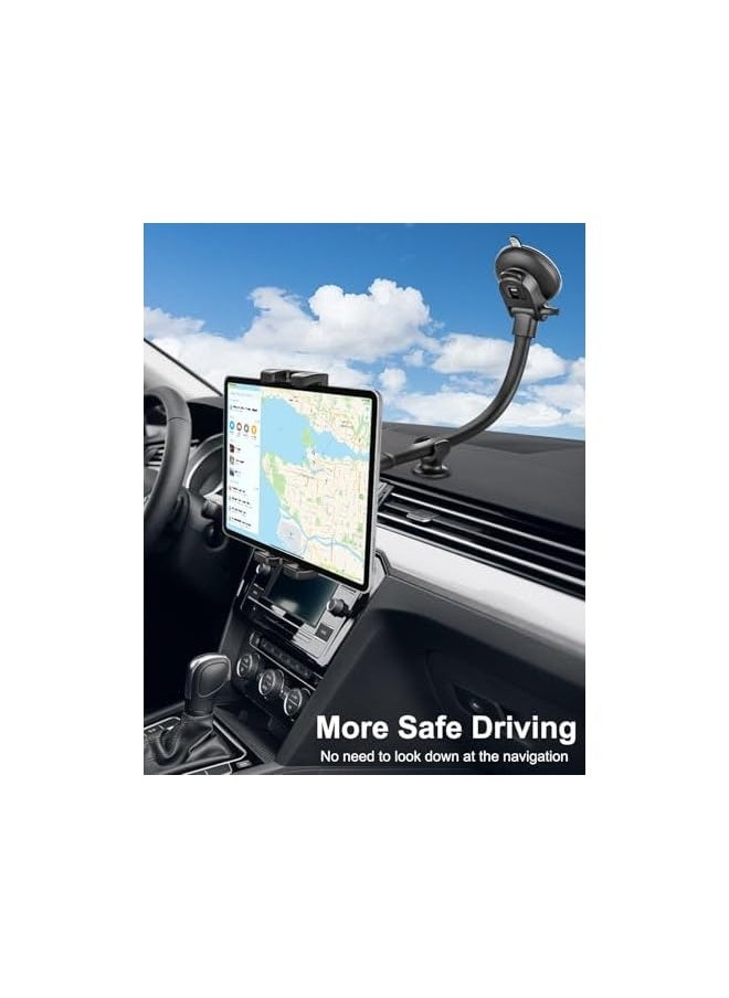 erorex Car Windshield Tablet Mount, 13" Long Arm iPad Mount for Car Window Dashboard [Super Suction & Stable] Car Tablet Holder fit for iPad Pro 12.9 Air Mini, Galaxy Tabs, Cell Phones, 4-13" Devices  - Image 2