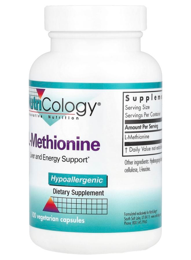 Nutricology L-Methionine 500 mg  100 Vegetarian Capsules - Image 2