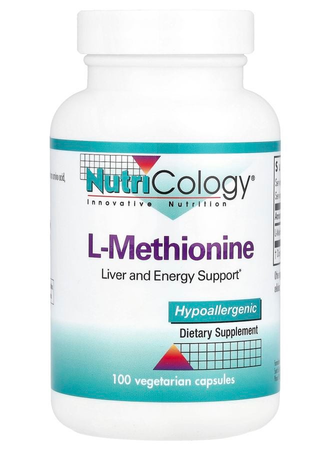 Nutricology L-Methionine 500 mg  100 Vegetarian Capsules - Image 1