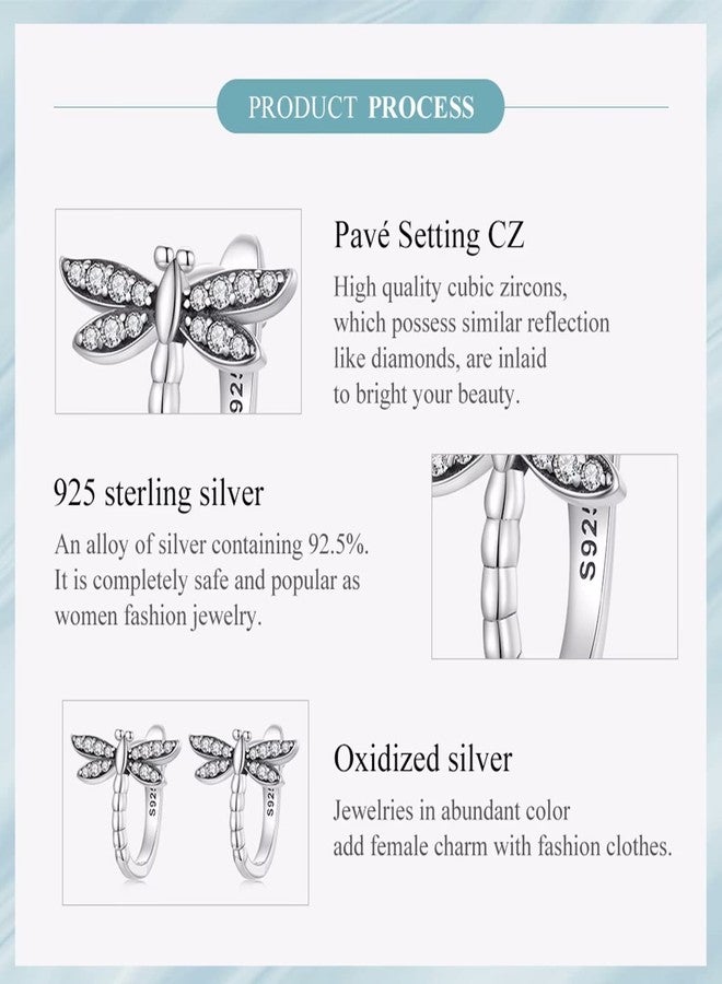 Qings Dragonfly Small Hoop Earrings for Women, S925 Sterling Silver Hypoallergenic Huggie Earrings Cute Animal Cubic Zirconia Hoop Earrings Jewelry Gifts for Women - Image 5