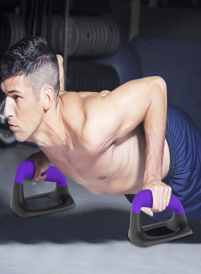 Lifeswell Push Up Bars – Ergonomic Pushup Handles for Floor Strength Training, Non-Slip Push-Up Stands with Soft Grip, Pushups Bars for Home Gym Workout, Blue Purple - Image 2