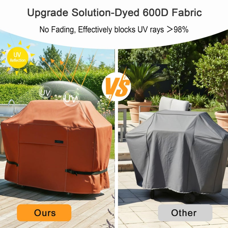 NettyPro BBQ Grill Cover 56 inch Heavy Duty Waterproof Outdoor 2-3 Burners Gas Grill Cover for Outside Weber, Char-Broil, Brinkmann, Nexgrill Barbecue, Brown - Image 4