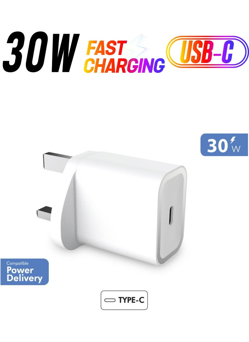 FORCE Power Lite 30W USB C PD Power Delivery Ultra Fast Wall Charger Lifetime Warranty White  - Image 1