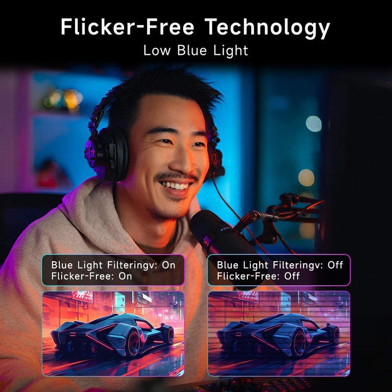 شاشة كمبيوتر FeuVision 27 بوصة، دقة FHD 1080p، تردد 144 هرتز، IPS، شاشة مكتبية وألعاب، زمن استجابة 5 مللي ثانية، بدون إطار من ثلاث جهات، فائقة النحافة، قابلة للتركيب على حامل VESA، تصميم مضاد للضوء الأزرق، منافذ HDMI و VGA - Image 4