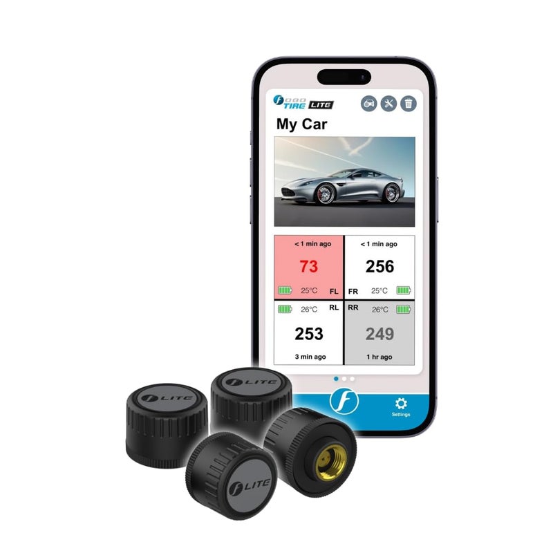 FOBO TIRE LITE TPMS Sensor  Wireless Tire Pressure Monitoring System with Bluetooth 50  RealTime Tire Pressure Sensor  Easy DIY Installation for Car SUV  4x4  Compatible with iOS  Android