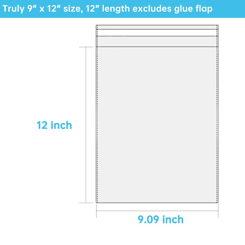 Jadairy Self Sealing Cellophane Bags, Clear Bags for Packaging Watercolor Paper, 9x12 in, 100 Pcs - Image 4