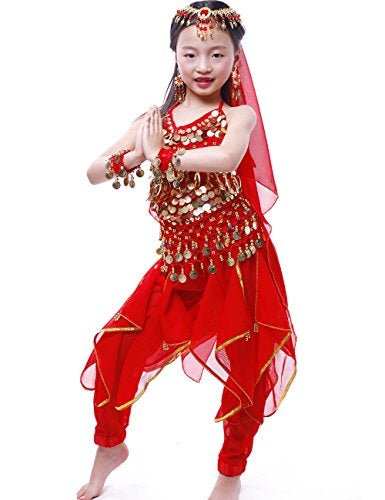 Astage Girls Oriental Belly Dance Sets All accessories Red L(Fits 9-11 years) - Image 2