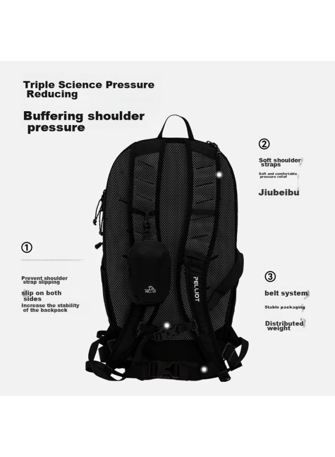بيليوت Pelliot Outdoor حقيبة ظهر للمشي لمسافات طويلة، حقيبة ظهر للسفر، حقيبة ظهر سفر مقاومة للماء، متعددة الوظائف ذات سعة كبيرة 16402511، وردي مدخن - Image 1