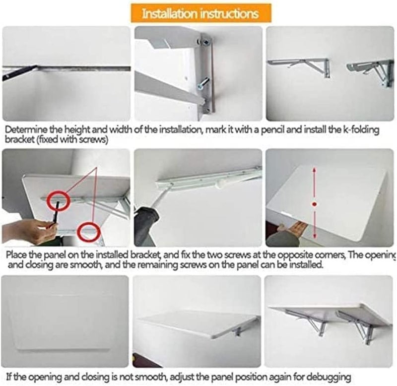 VITION Computer Wall Mount Stand Folding Wall-Mounted Drop-Leaf Table,Metal Folding Shelf Bench Table Bracket (Walnut, 40 X 60 cm) - Image 3