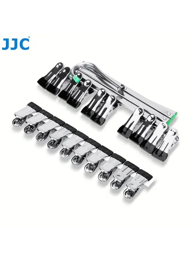 JJC 10 Clip Stainless Steel Film Drying Rack Silvery Windproof Foldable Soft Clips No Scratches - Image 1