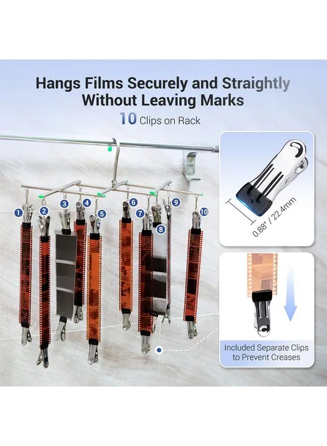 JJC 10 Clip Stainless Steel Film Drying Rack Silvery Windproof Foldable Soft Clips No Scratches - Image 5