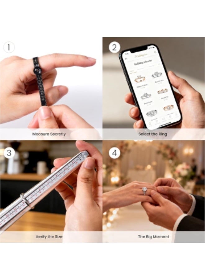 Ring Sizer Measuring Tool Set, Ring Gauges with Finger Sizer Mandrel Ring Sizer Tools for Jewelry Sizing Measuring, 4 pcs, Silvery - Image 5