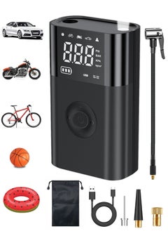 Carsun Tyre Inflator Portable Air Compressor, 2600mAh×2 Battery Powerful   Cordless Air Pump With 5V/2A USB output, Digital Display/LED Light 150PSI Compact Tire Inflator for Car, Motorcycle, Bike, Ball  - Image 1
