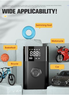 Carsun Tyre Inflator Portable Air Compressor, 2600mAh×2 Battery Powerful   Cordless Air Pump With 5V/2A USB output, Digital Display/LED Light 150PSI Compact Tire Inflator for Car, Motorcycle, Bike, Ball  - Image 4