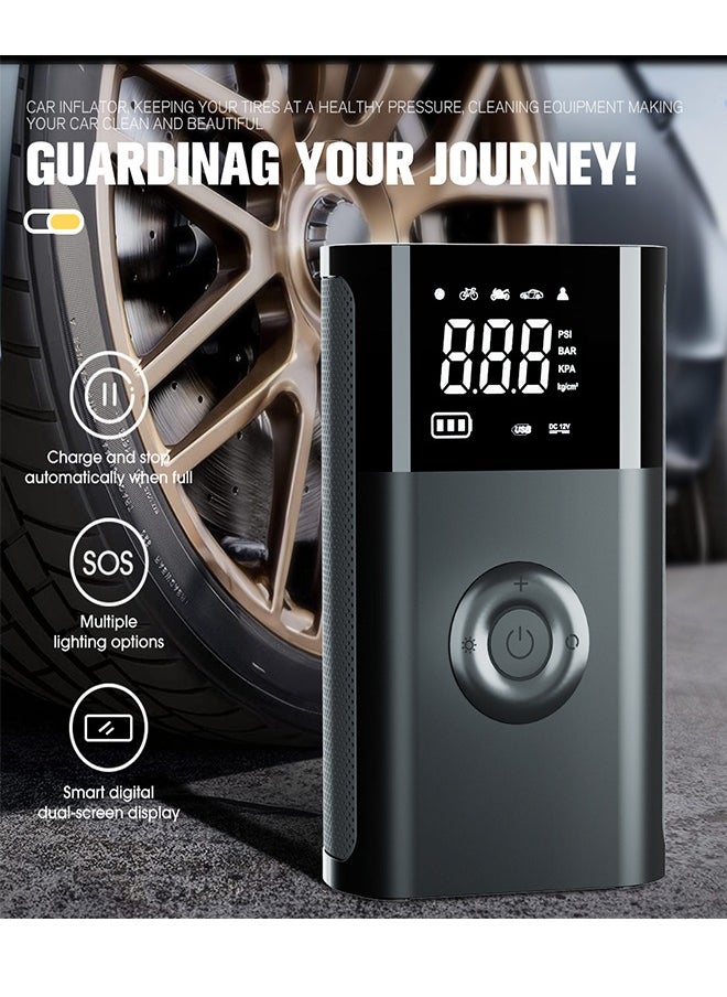 Carsun - Tyre Inflator Portable Air Compressor, 2600mAh×2 Battery Powerful   Cordless Air Pump With 5V/2A USB output, Digital Display/LED Light 150PSI Compact Tire Inflator for Car, Motorcycle, Bike, Ball - Image 1