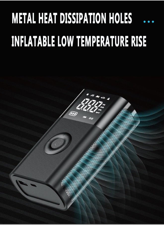 Carsun - Tyre Inflator Portable Air Compressor, 2600mAh×2 Battery Powerful   Cordless Air Pump With 5V/2A USB output, Digital Display/LED Light 150PSI Compact Tire Inflator for Car, Motorcycle, Bike, Ball - Image 1