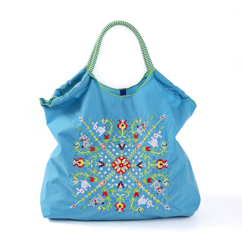 Embroidered Nylon Tote Bag with Large Capacity and Crossbody Strap - Image 3