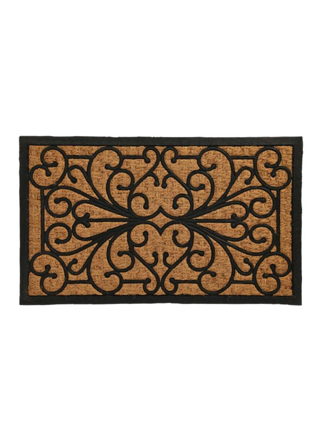 Rectangular Shaped Rubber And Coir Wrought Panama Door Mat Black And Brown 45 X 75Cm