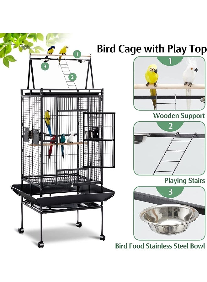 NeoStyle 173cm Bird Villa Cage for Large Parrots, Macaws, Parakeets With Play Top and Rolling Stand - Image 2