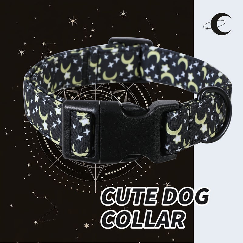 Size L Night Sky Star Moon Print Dog Collar With Quick Release Buckle D Ring Adjustable Durable Polyester For Small Medium Large Dogs Cats - Image 4