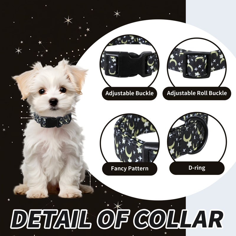 Size L Night Sky Star Moon Print Dog Collar With Quick Release Buckle D Ring Adjustable Durable Polyester For Small Medium Large Dogs Cats - Image 2