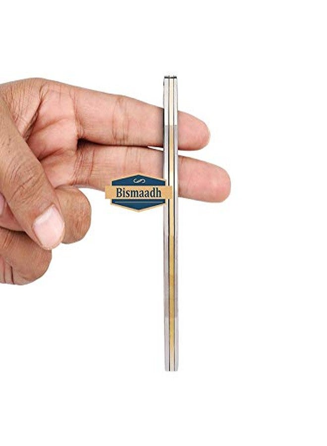 بسماد سوار مسطح من الفولاذ المقاوم للصدأ من بسماذ، مزين بخط نحاسي، مناسب للرجال والنساء، سمك 5 مم، طول 7.3 سم - Image 4