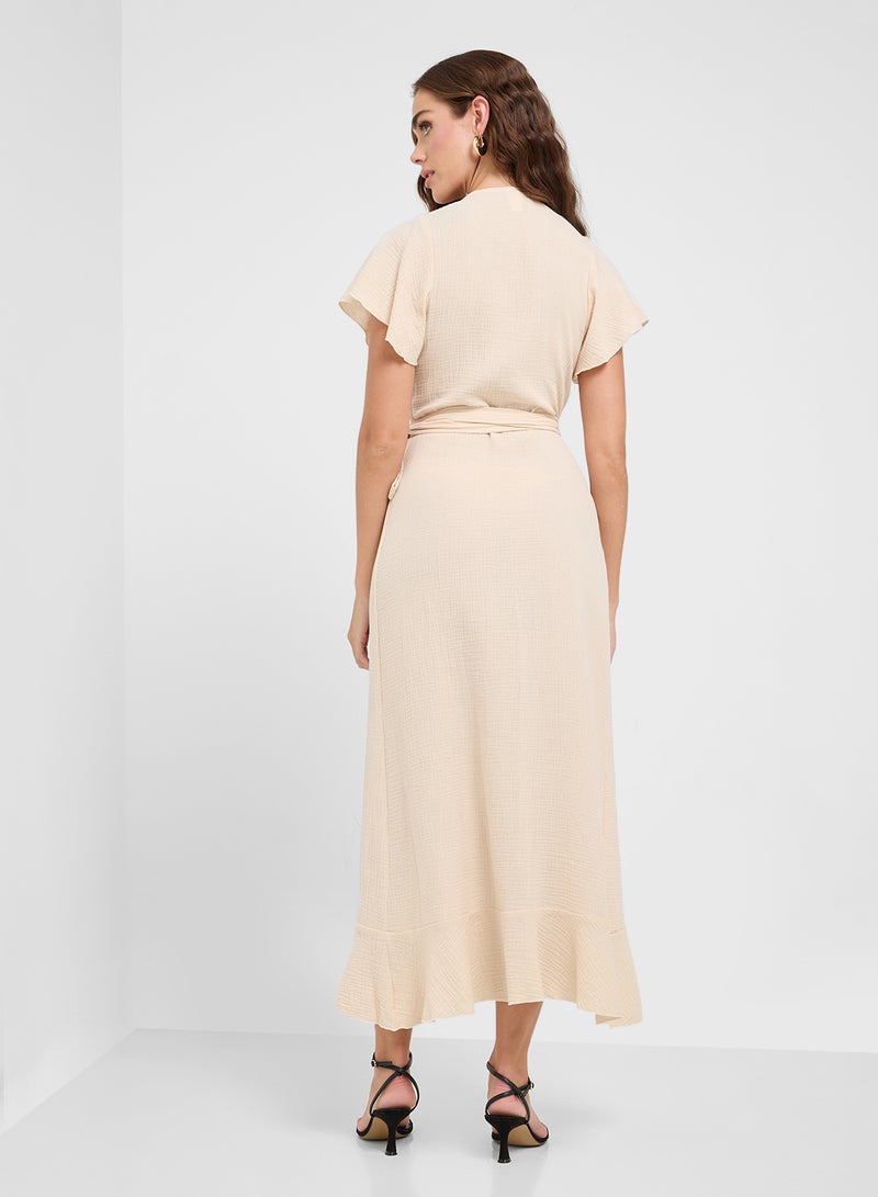 جينجر فستان ملفوف بكشكشة من الجلد الصناعي - Image 2