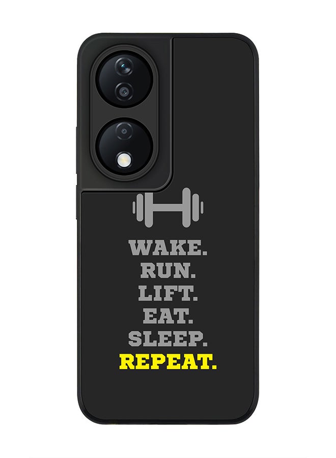 Stylizedd جراب قوي بحافة سوداء لهاتف Honor X7b، جراب ناعم نحيف بحواف مطاطية مرنة ومضاد للسقوط من مادة TPU Gel - لون روتيني (رمادي) - Image 1