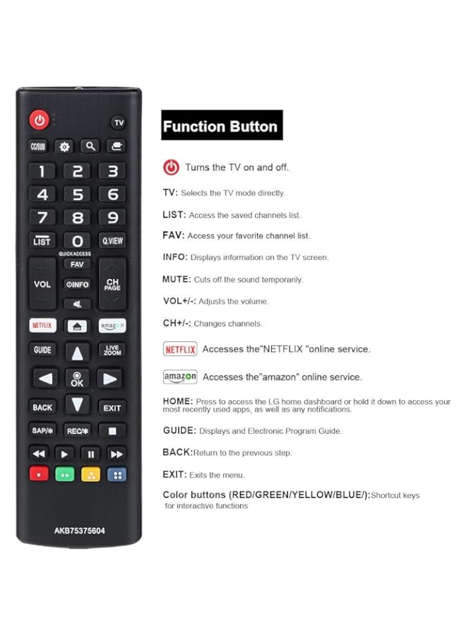 BURAQ AKB75375604 Remote Compatible with LG AKB75375604 for LG 4K Smart TV 43UK6300PUE 49UK6300PUE 55UK6300PUE 65UK6300PUE 75UK6570PUB 75SK8070PUA 55SK9000PUA 86UK6570PUB 43UK6250PUB 55UK7700PUD - Image 4