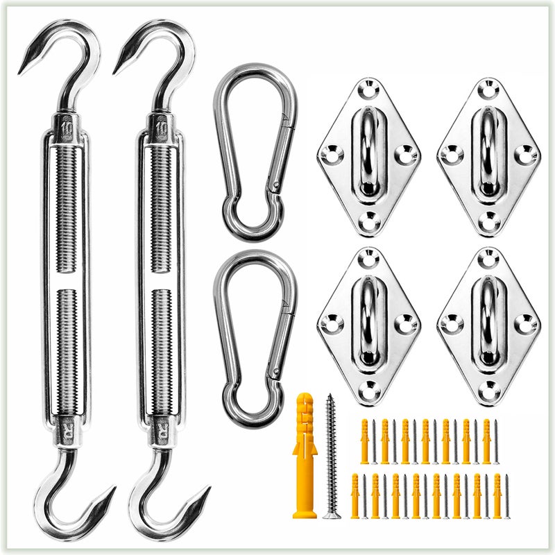 ColourTree مجموعة أدوات ColourTree لظلال الشمس المستطيلة/المربعة، سهلة التوتر، من الفولاذ المقاوم للصدأ العسكري 316 (مجموعة أدوات 10 بوصات + كابلات) - Image 2