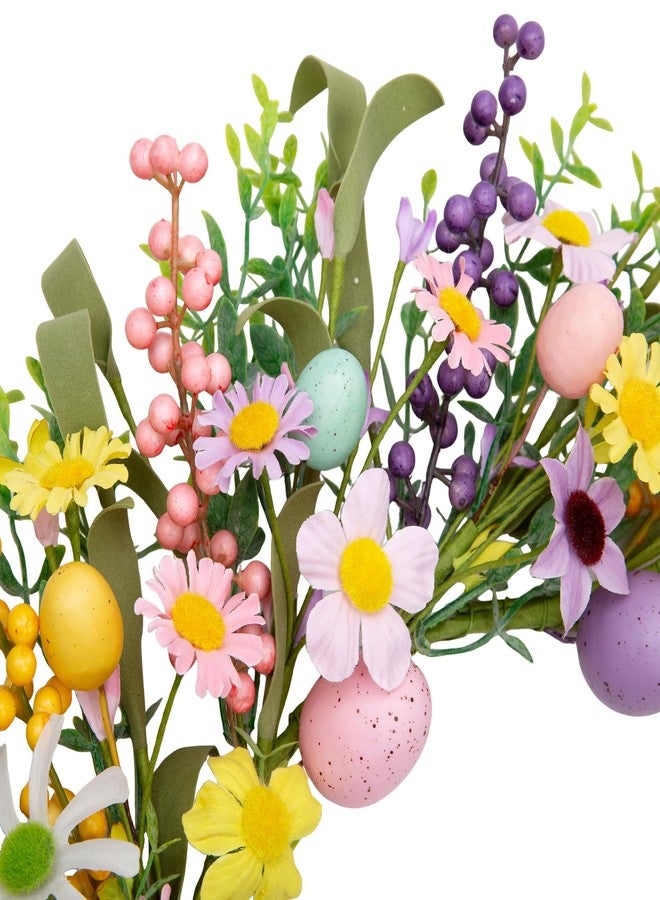 VGIA 20 Inch Easter Wreath for Front Door Spring Flower Wreath with Colorful Eggs Easter Decorations for Gifts Party Holiday Home Wall Window - Image 4
