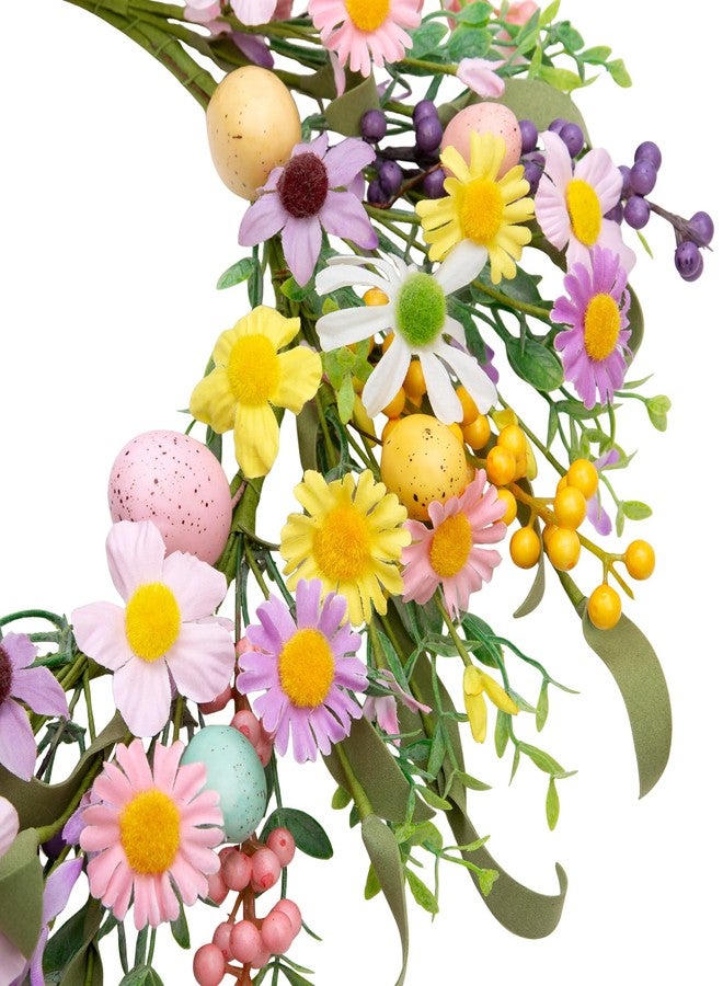 VGIA 20 Inch Easter Wreath for Front Door Spring Flower Wreath with Colorful Eggs Easter Decorations for Gifts Party Holiday Home Wall Window - Image 5