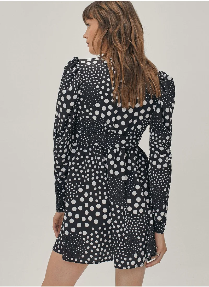 NASTY GAL Puff Sleeve Printed Dress