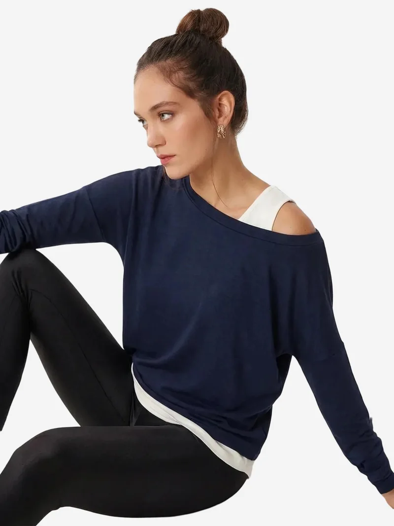 السعادة في إسطنبول ISTANBUL Boat Neck Long Sleeve Blouse