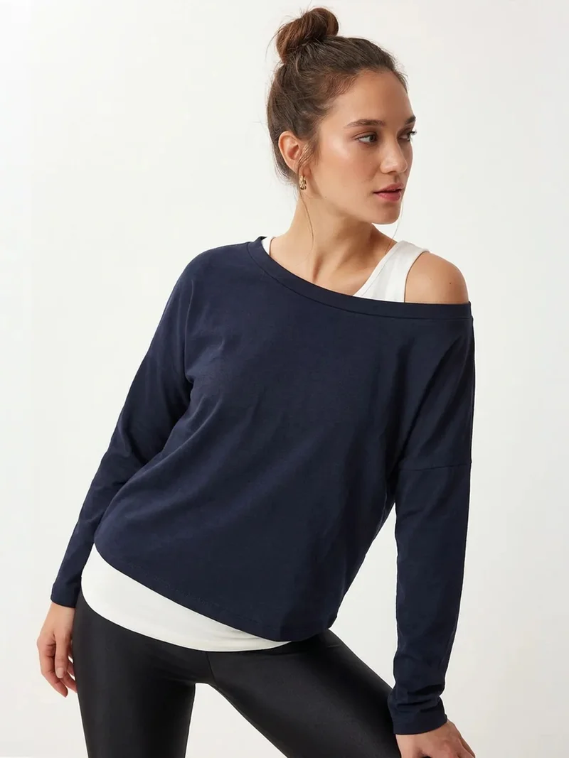 السعادة في إسطنبول ISTANBUL Boat Neck Long Sleeve Blouse