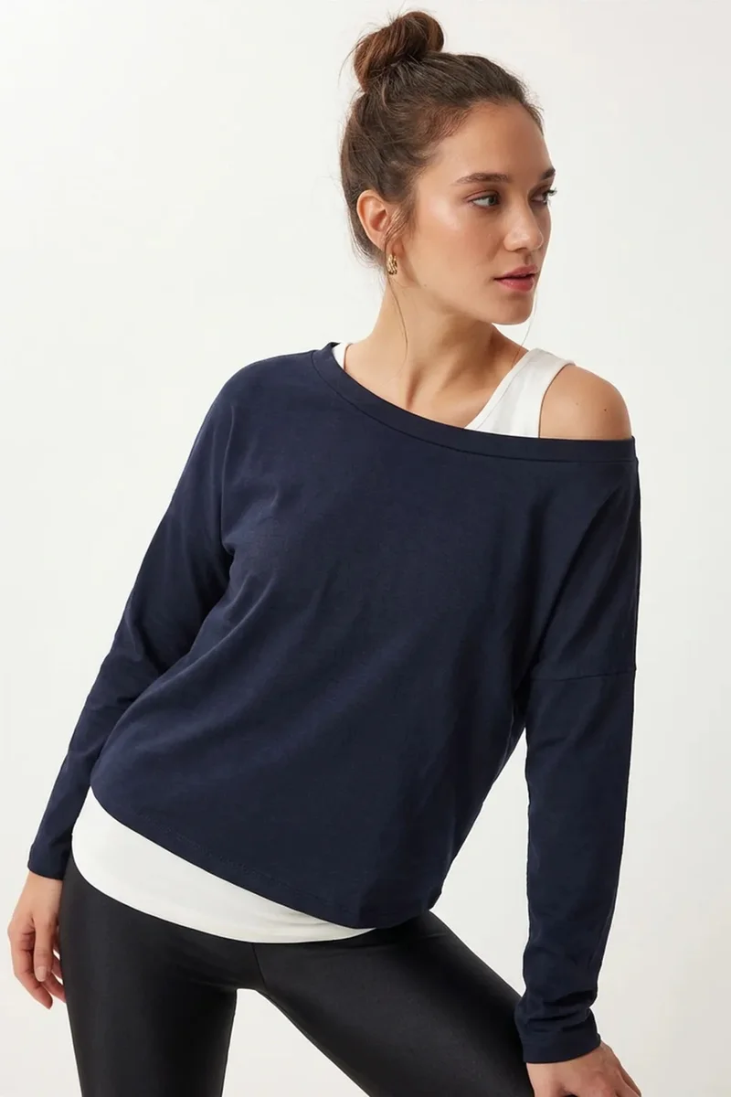 هابينس اسطنبول ISTANBUL Boat Neck Long Sleeve Blouse