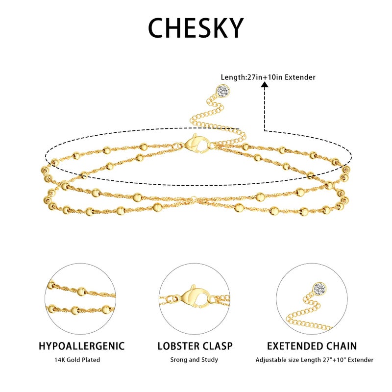 CHESKY Gold Waist Beads, Dainty 14k Gold Plated Waist Chain Non Tarnish Body Chain Jewelry for Women Hypoallergenic Belly Chain Waterproof Wave Gold Belly Button Ring Jewelry for Women Gifts - Image 5