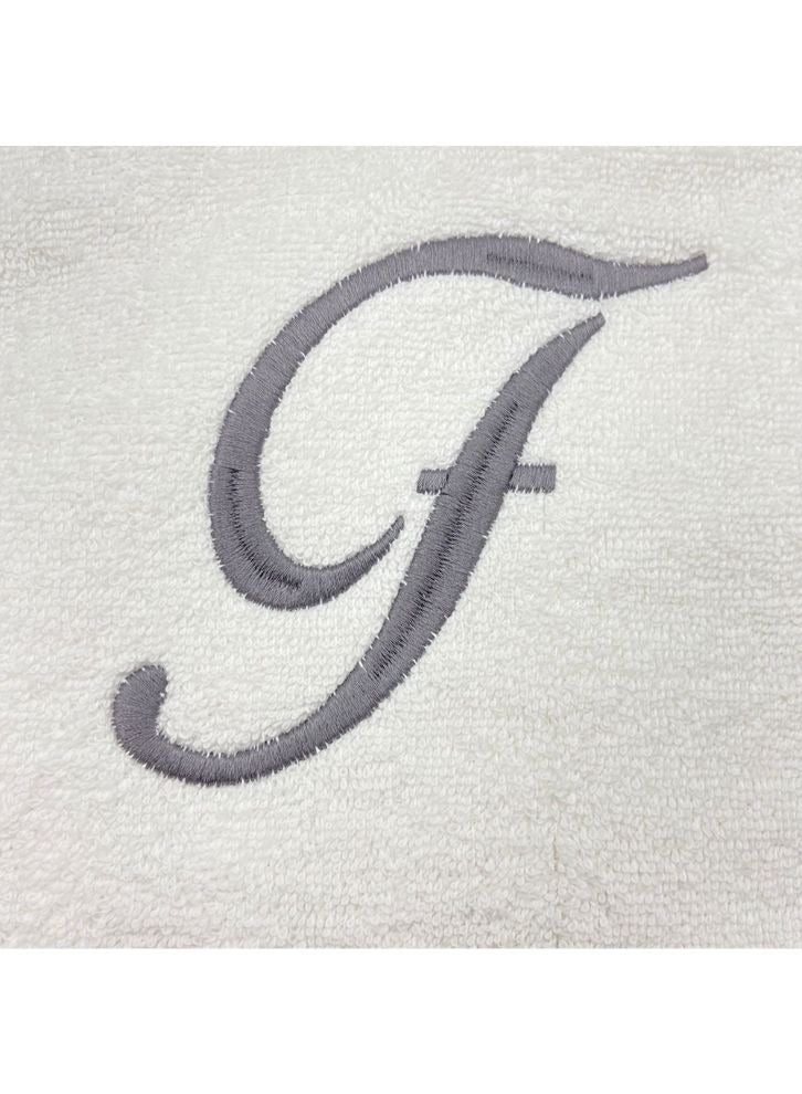 BYFT Embroidered For You (White) Luxury Monogrammed Towels (Set of 1 Hand & 1 Bath Towel) 100% Cotton, Highly Absorbent and Quick dry Bath Linen -600 Gsm (Silver Letter F) - Image 3