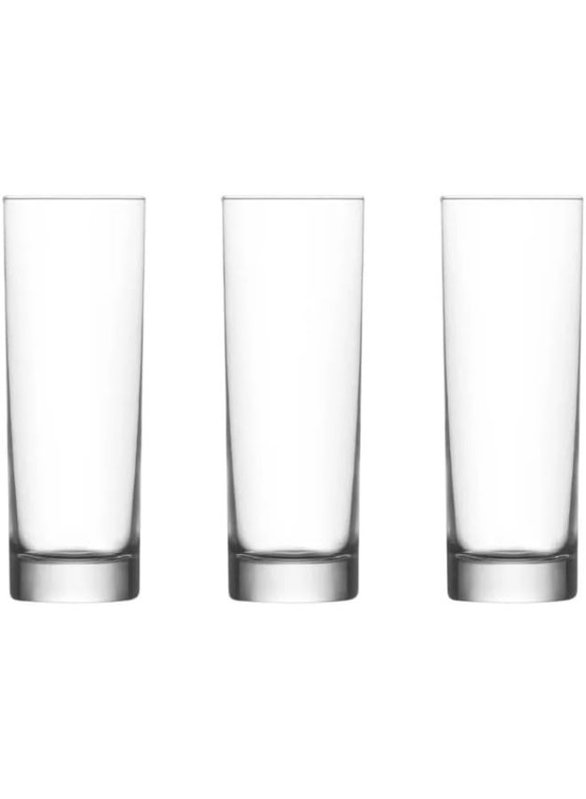 DAY TO DAY Lav Ada Long Drinking Glass Transparent With Thick Base 315Cc- 3Pcs