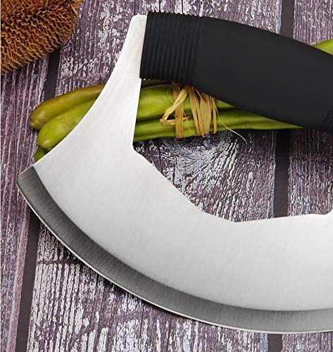HARI Yoo-Neek- Pizza Cutter - Sharp Rocker Slicer Stainless Steel Blade as Mezzaluna Chef Knife Salad Vegetable Chopper with Protective Cover - Ergonomic Anti-Slip Handle - Image 3