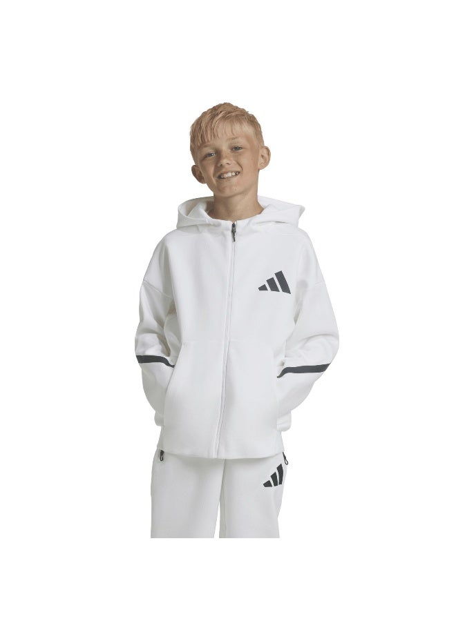 Adidas Adidas J Z.N.E.Fz White Training Track Tops For Kids Unisex 128  - Image 3