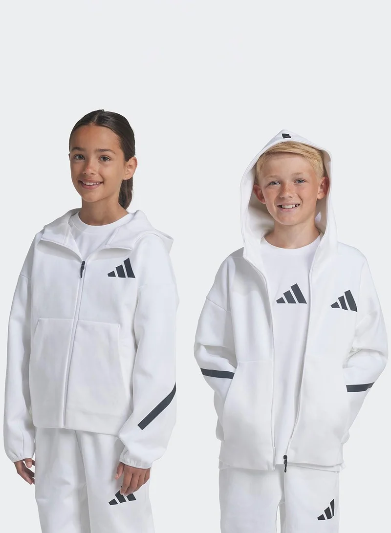 adidas جاكيت تدريب أبيض للأطفال للجنسين