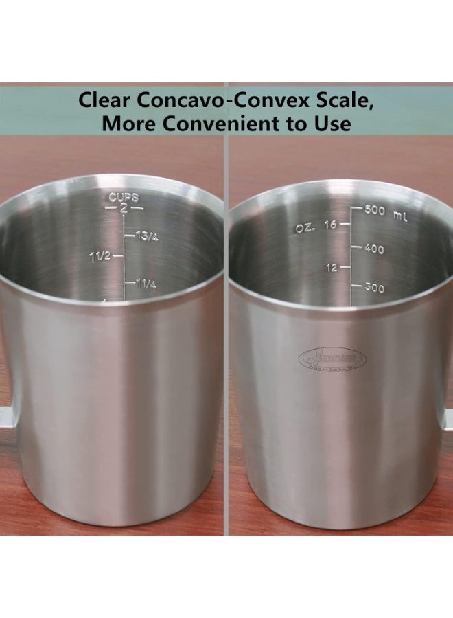 Newness Stainless Steel Measuring Cup, Metal Measuring Cup with Handle (Upgraded, 3 Marking Including Cup/ML/Ounce Scale), 16 Ounces (0.5 Liter, 2 Cup) - Image 3