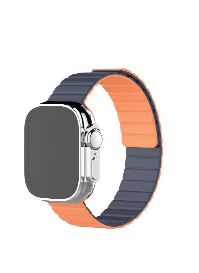 Moxedo Moxedo Dual-Color Magnetic Watch Band Compatible with Apple Watch Series Ultra 2/9/8 Ultra /8/7/6/5/4/3/SE 44/45/49mm - (Midnight Blue/Orange) 