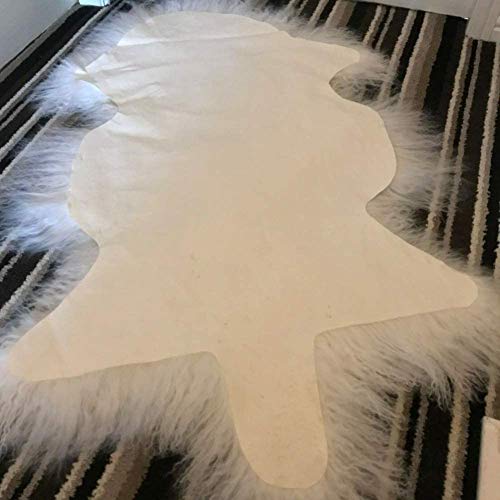 yingda1992 Genuine Tibetan Mongolian Sheepskin Area Rugs Long Wool Frizzy Hair Hide Fur Pelt Mat Carpet Throw for Bedroom, Living Room，Home Decor 2'x3' - Image 3