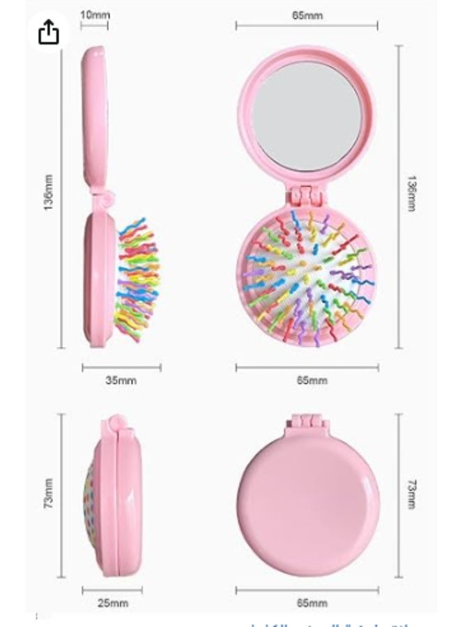 مشط تدليك دائري للشعرمشط تصفيف مع مراه قابله للطي مثالياً للاستخدام أثناء التنقل أو السفر. الأسنان المرنة توفر تدليكاً لطيفاً لفروة الرأس خفيفه الوزن (بينك) - Image 3