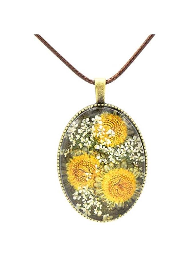 عربست قلادة عقدة زهرية صنعت يدويًا من زهرة حقيقية معصمة / زهرة البنفسج / الجيرانيوم / نسيم الصباح / الجريب فروت / الدندليون / الوردة، قلادة راتنج - Image 1